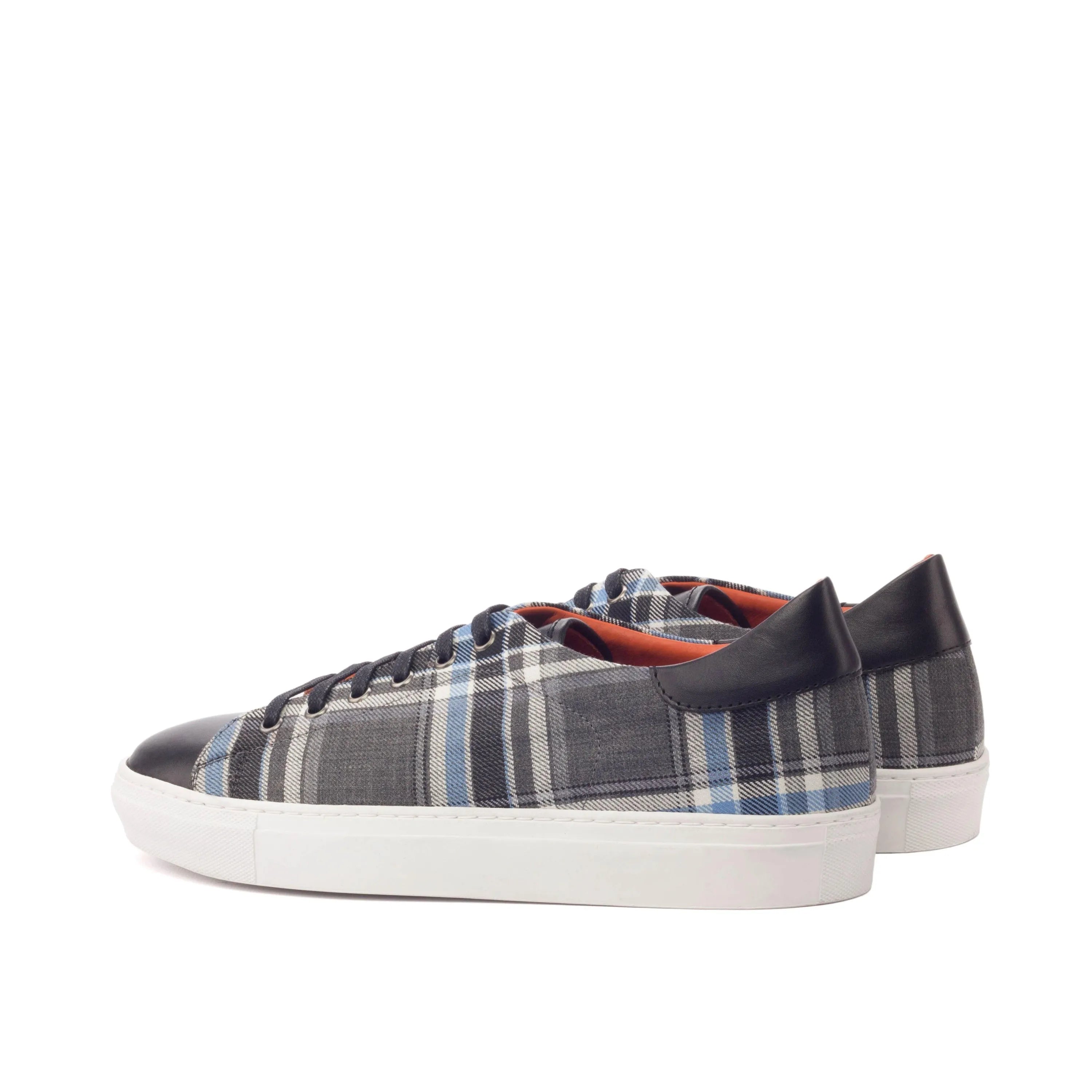 Plaid retro trainer sneakers back view on low-top Retro Trainer Sneakers