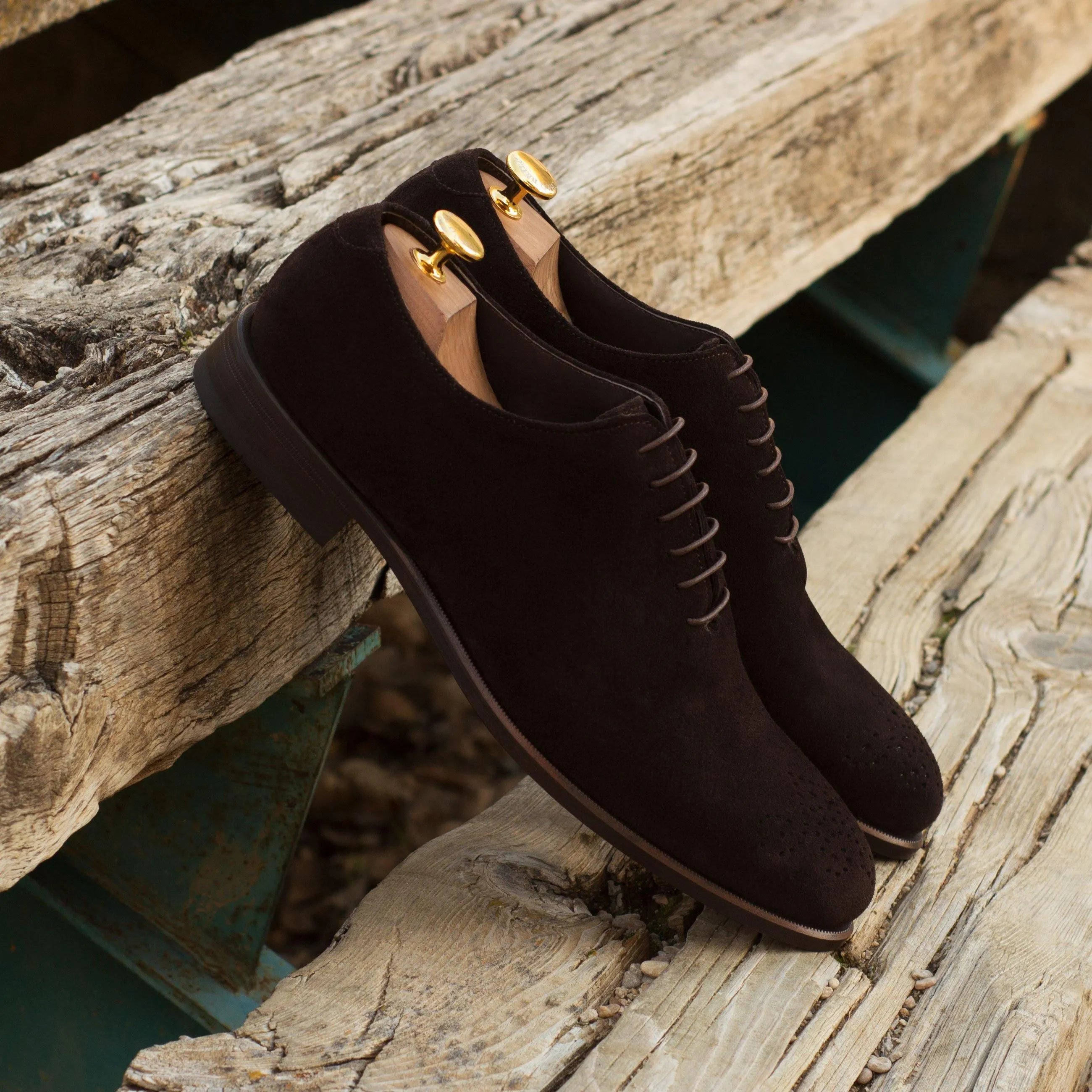 Ronelio Wholecut Shoes II pair of black suede dress shoes