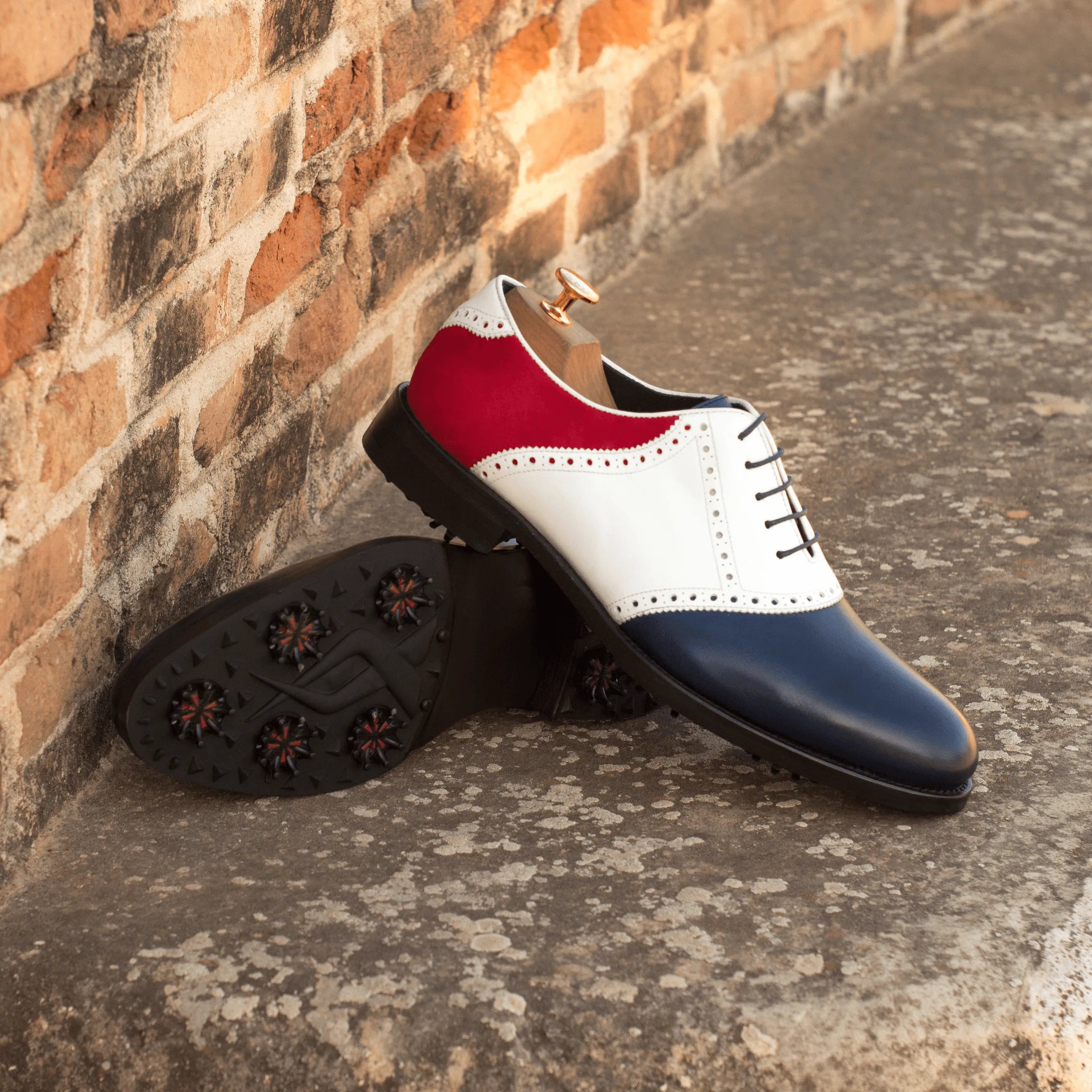 Rotimi Saddle Golf Shoes II tricolored with rounded toe