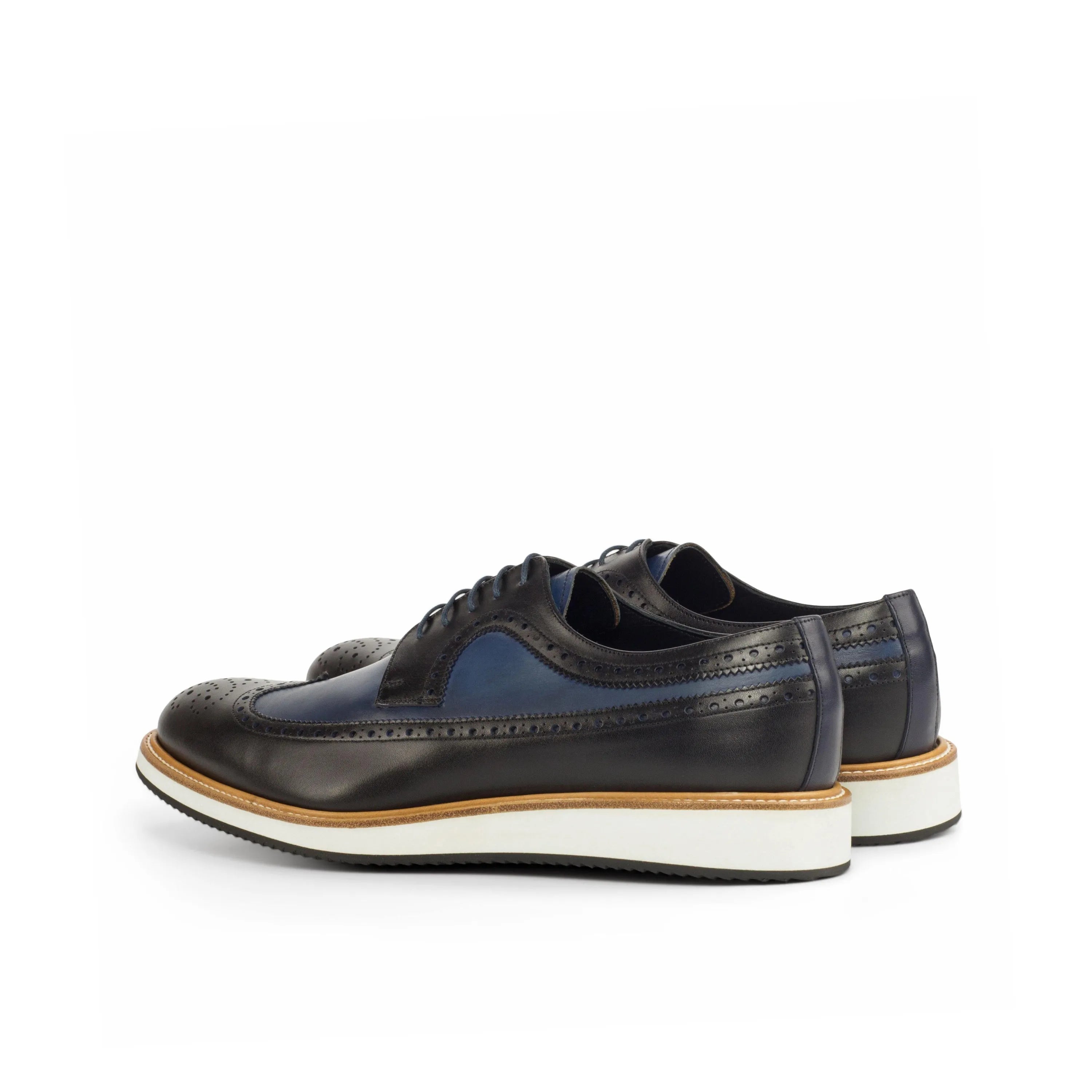 RR13 Longwing Blucher II black and blue leather wingtip shoes