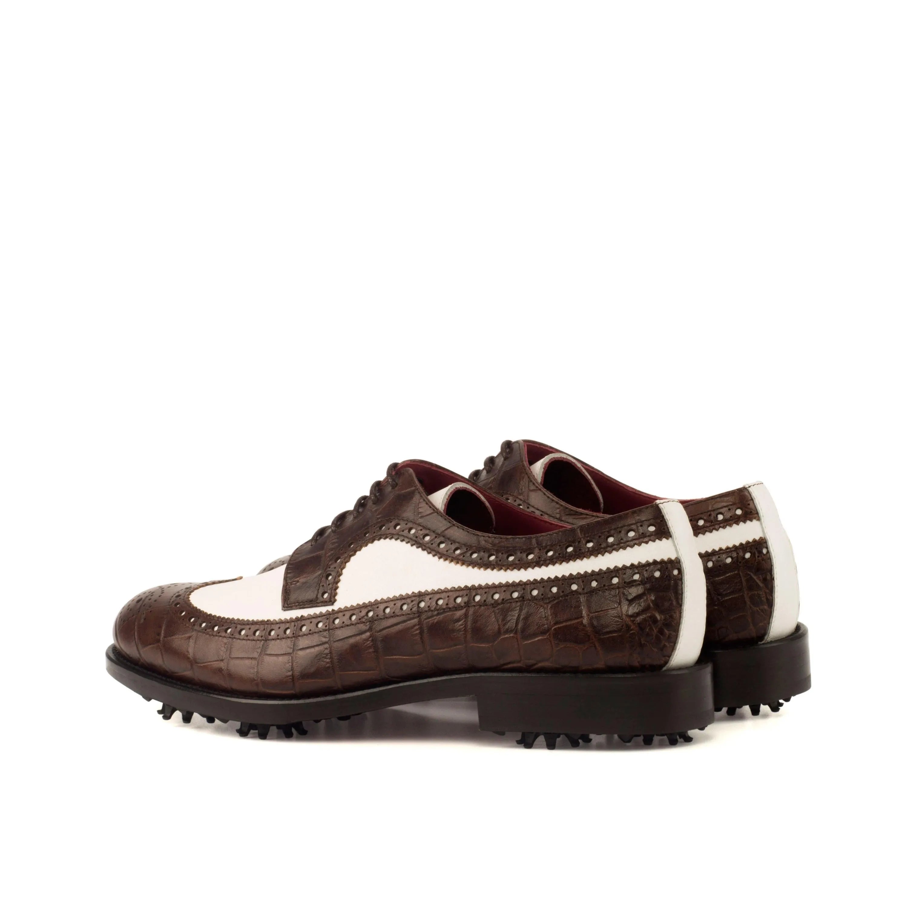 Saint Longwing Blucher Golf Shoes II in brown and white