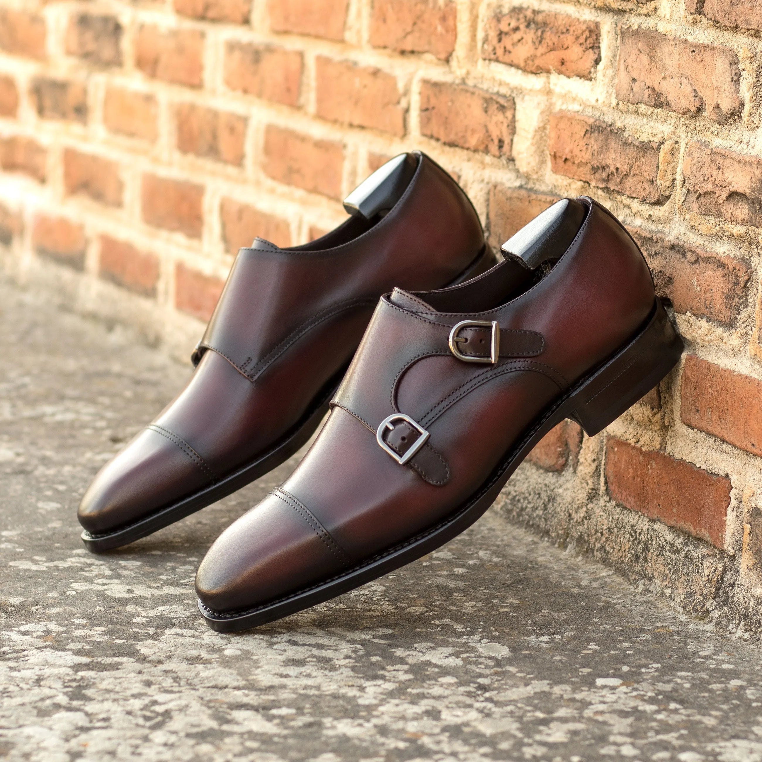 Sarg Double Monk brown leather double monk strap shoes