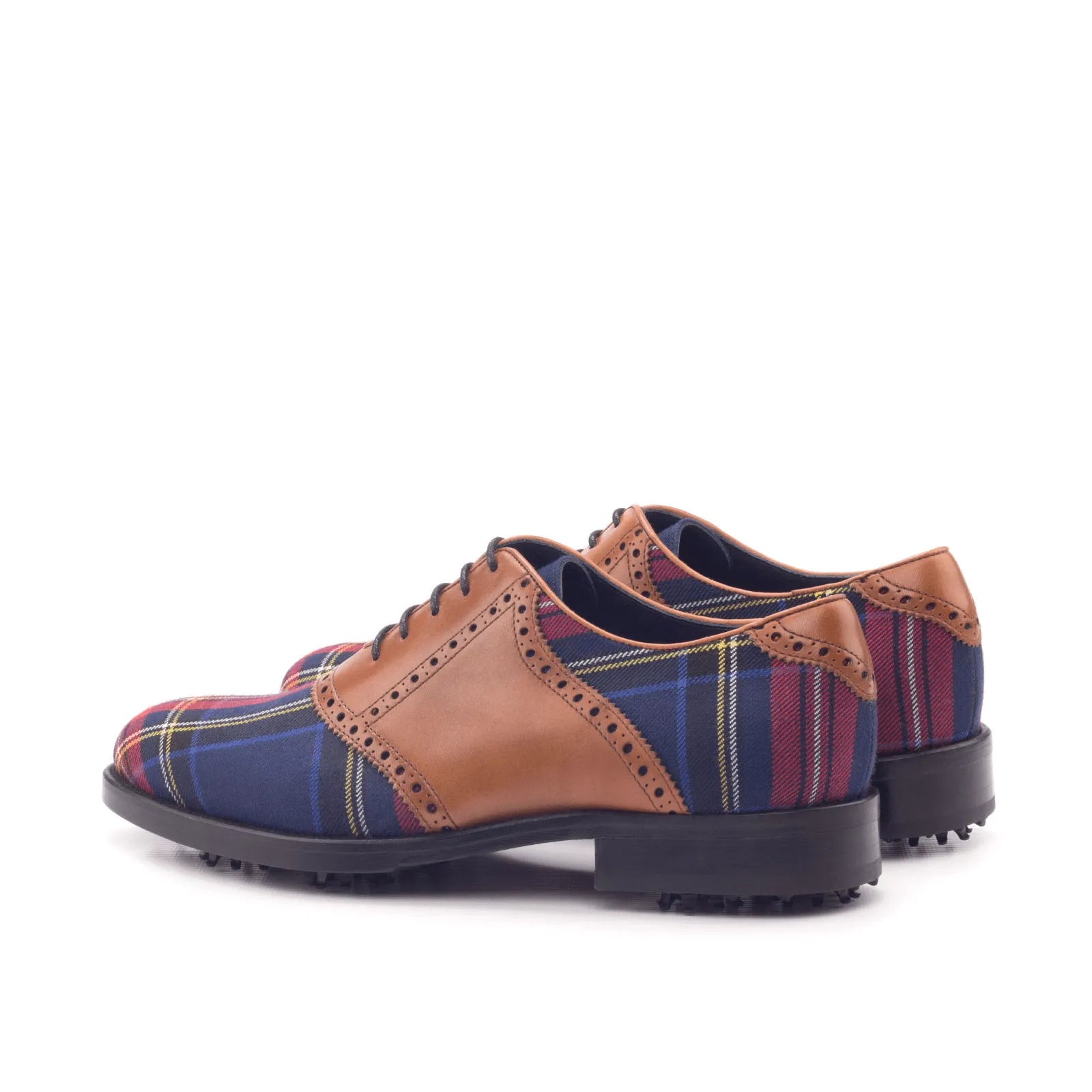 Shapiro saddle golf shoes with tartan and leather design