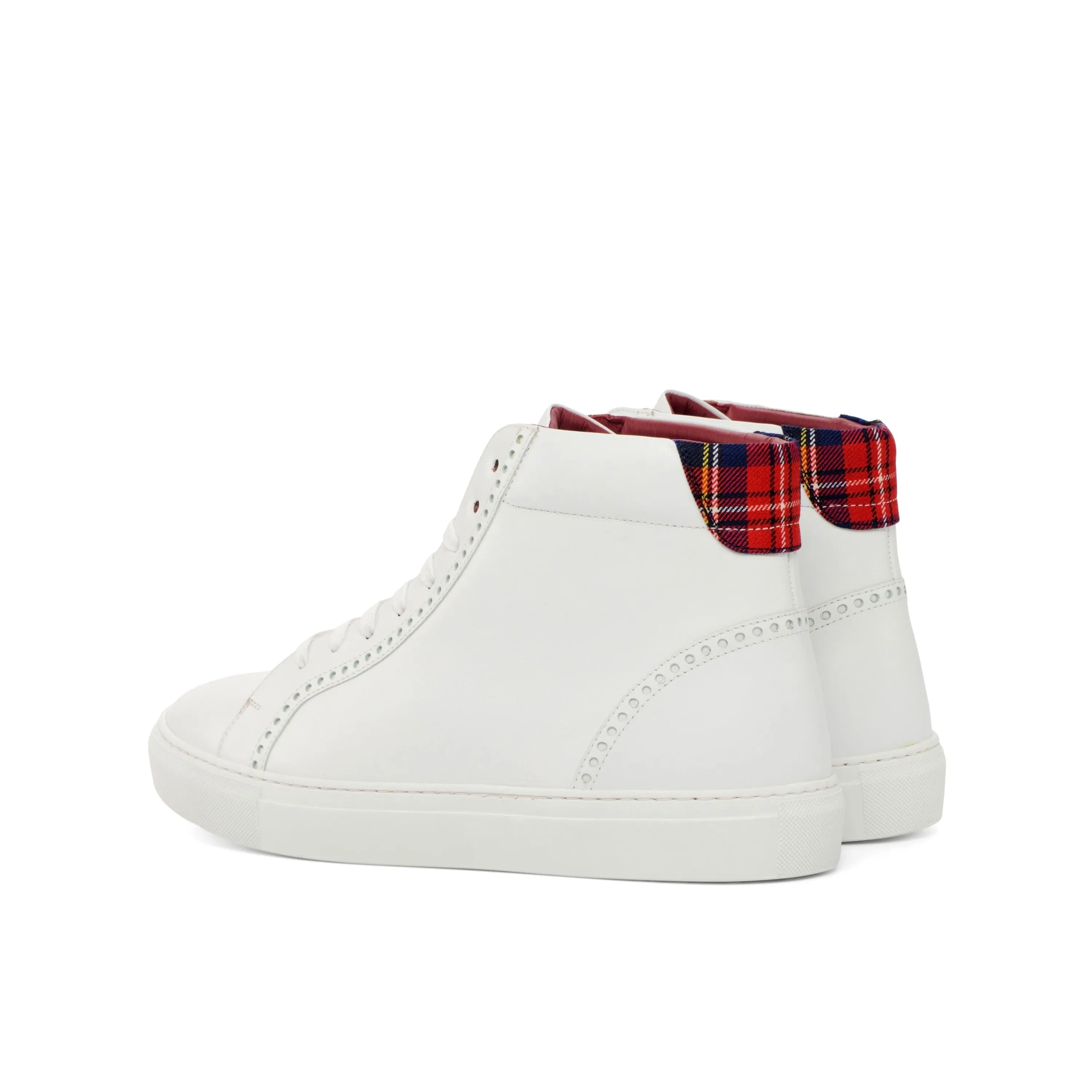 White Sky High Kicks sneakers with plaid high-top accents