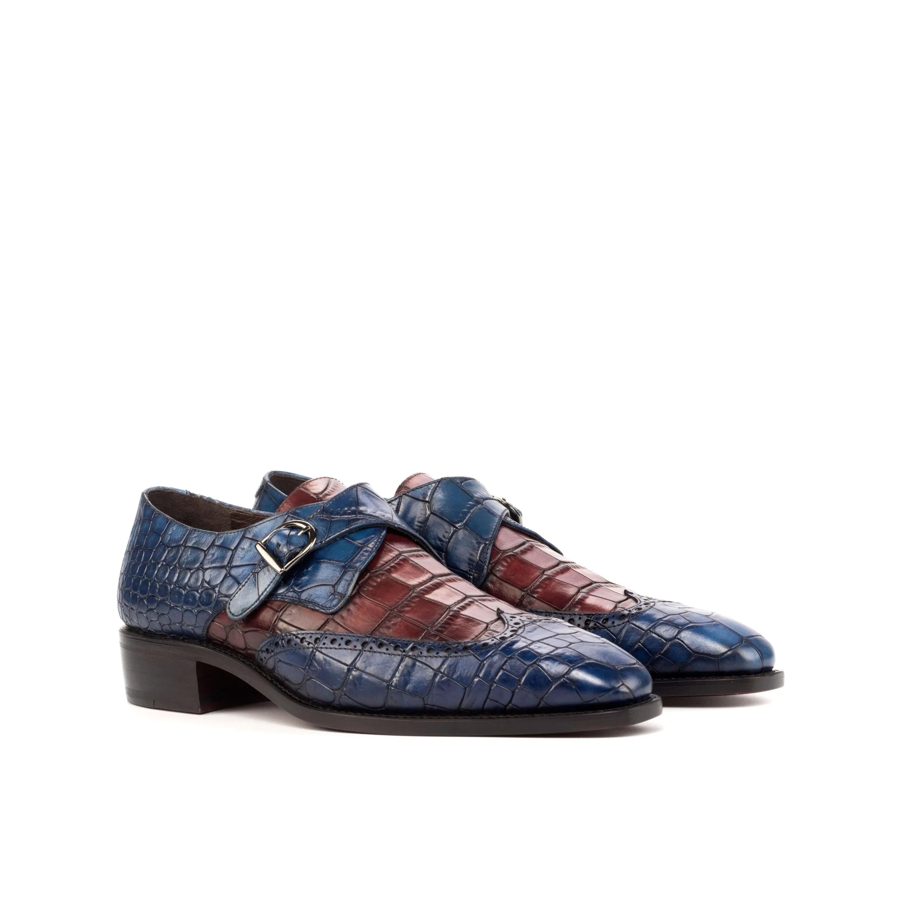 Sona Single Monk Croco II two-toned crocodile monk strap shoes