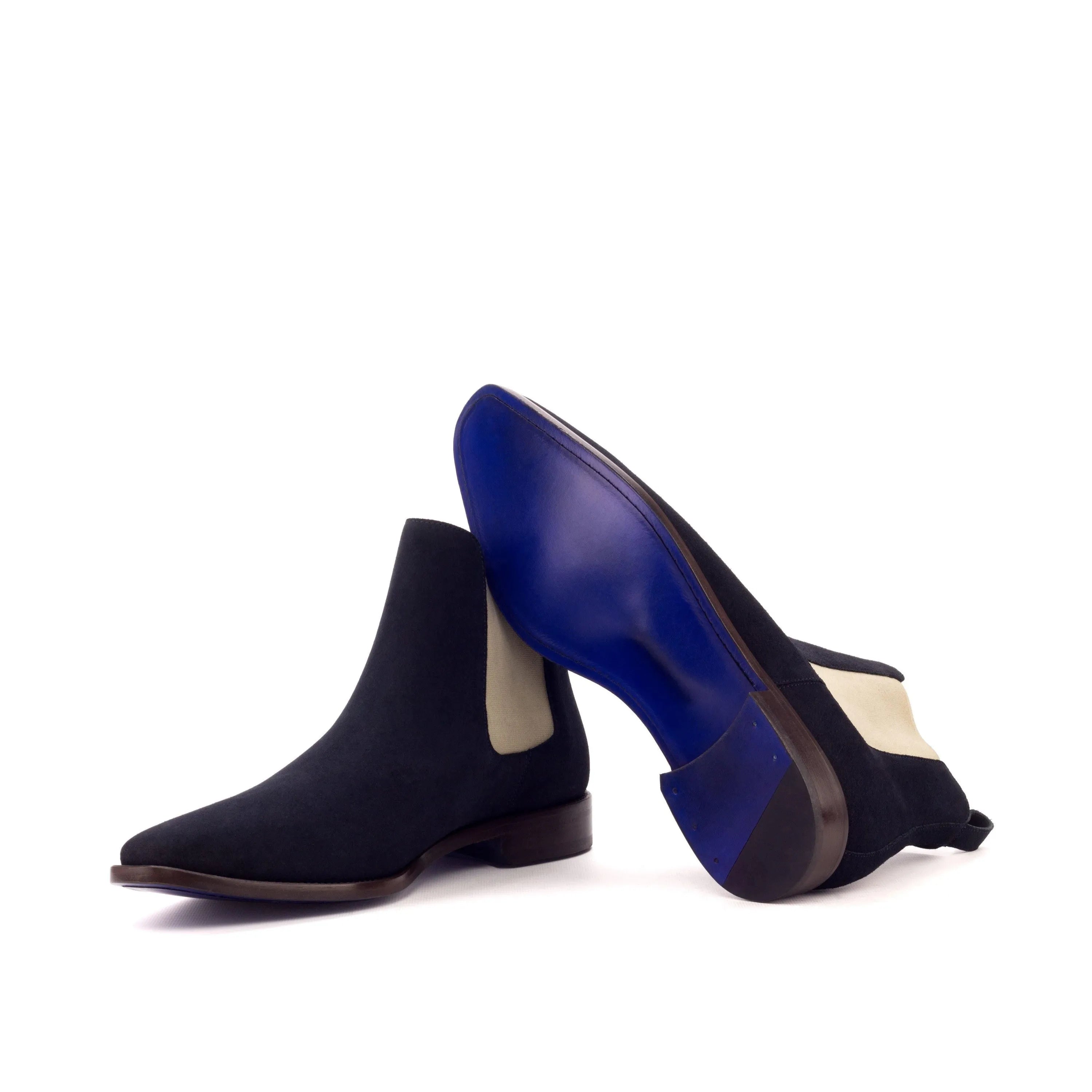 Star Chelsea suede boot II with black suede and blue soles
