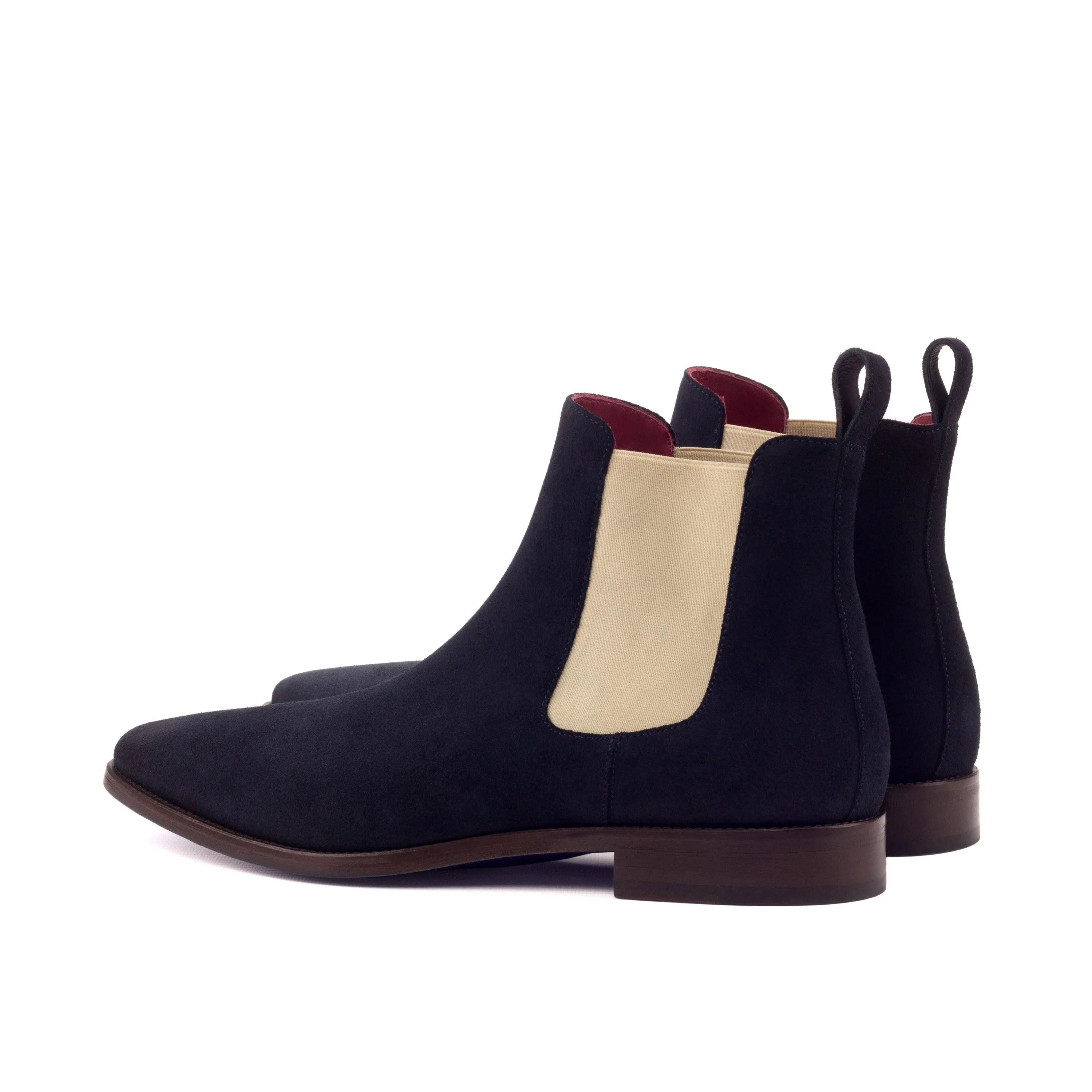 Pair of black Star Chelsea suede boots rear view