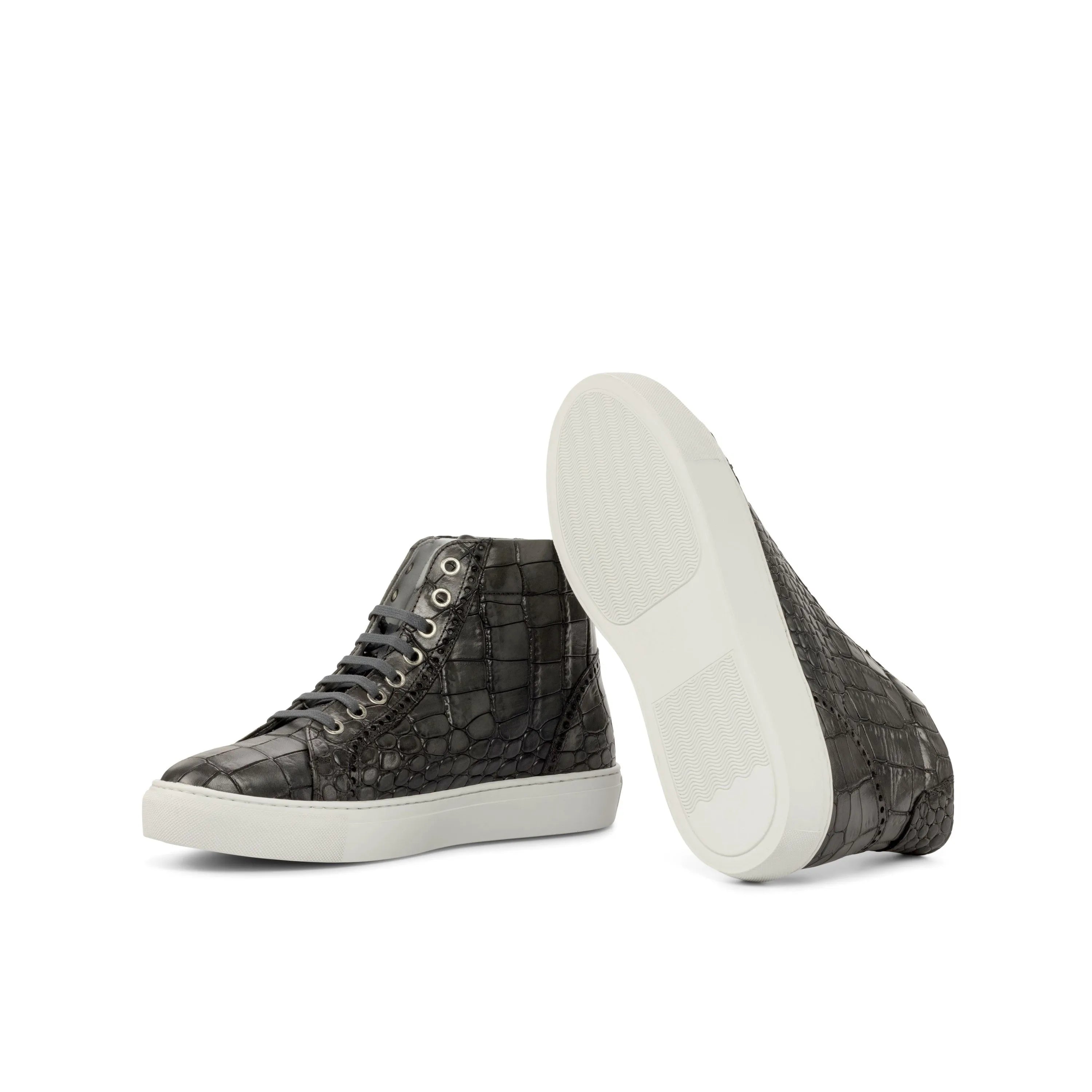 Gray crocodile high kicks sneakers T9 High Kicks back view