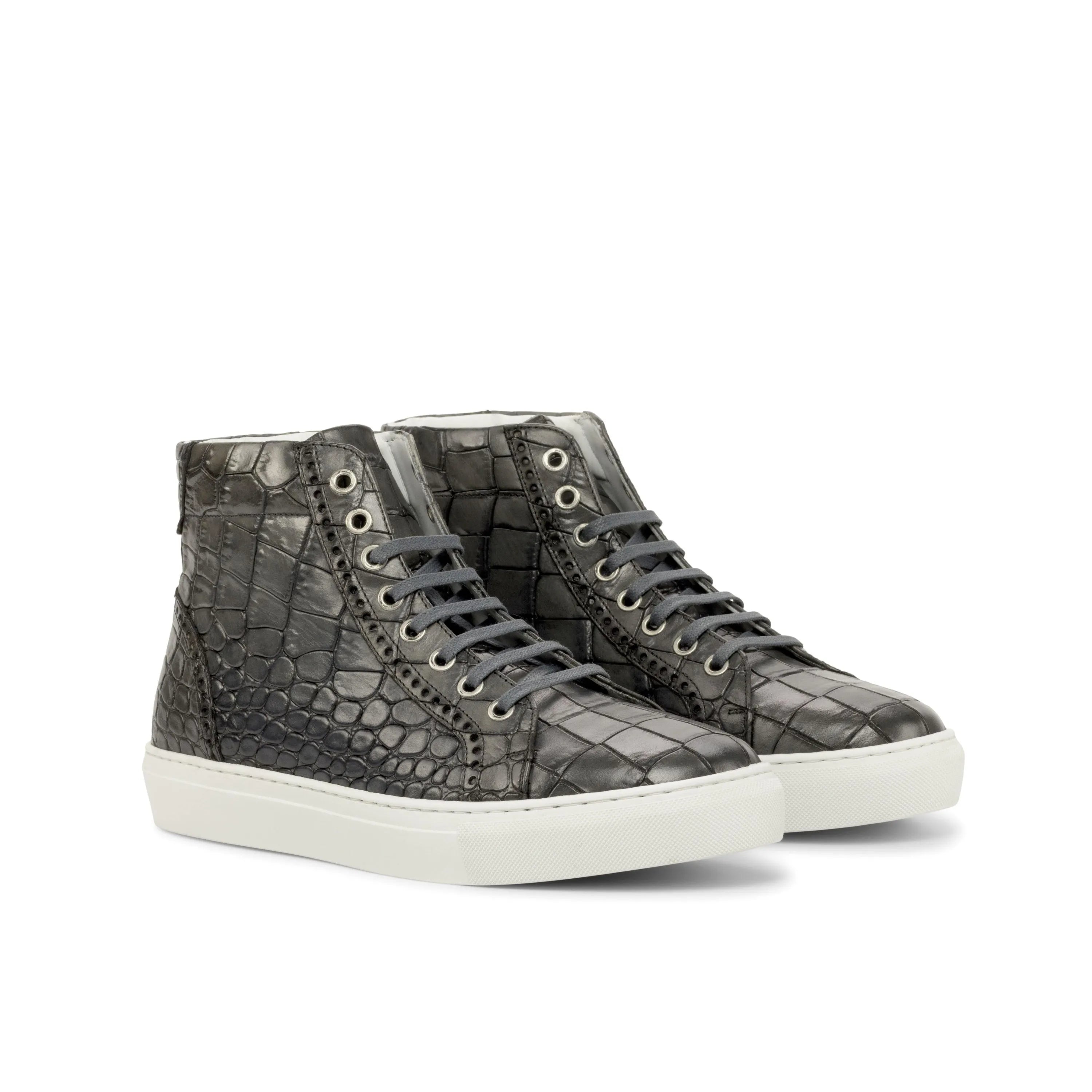 Gray crocodile high kicks sneakers T9 High Kicks back view