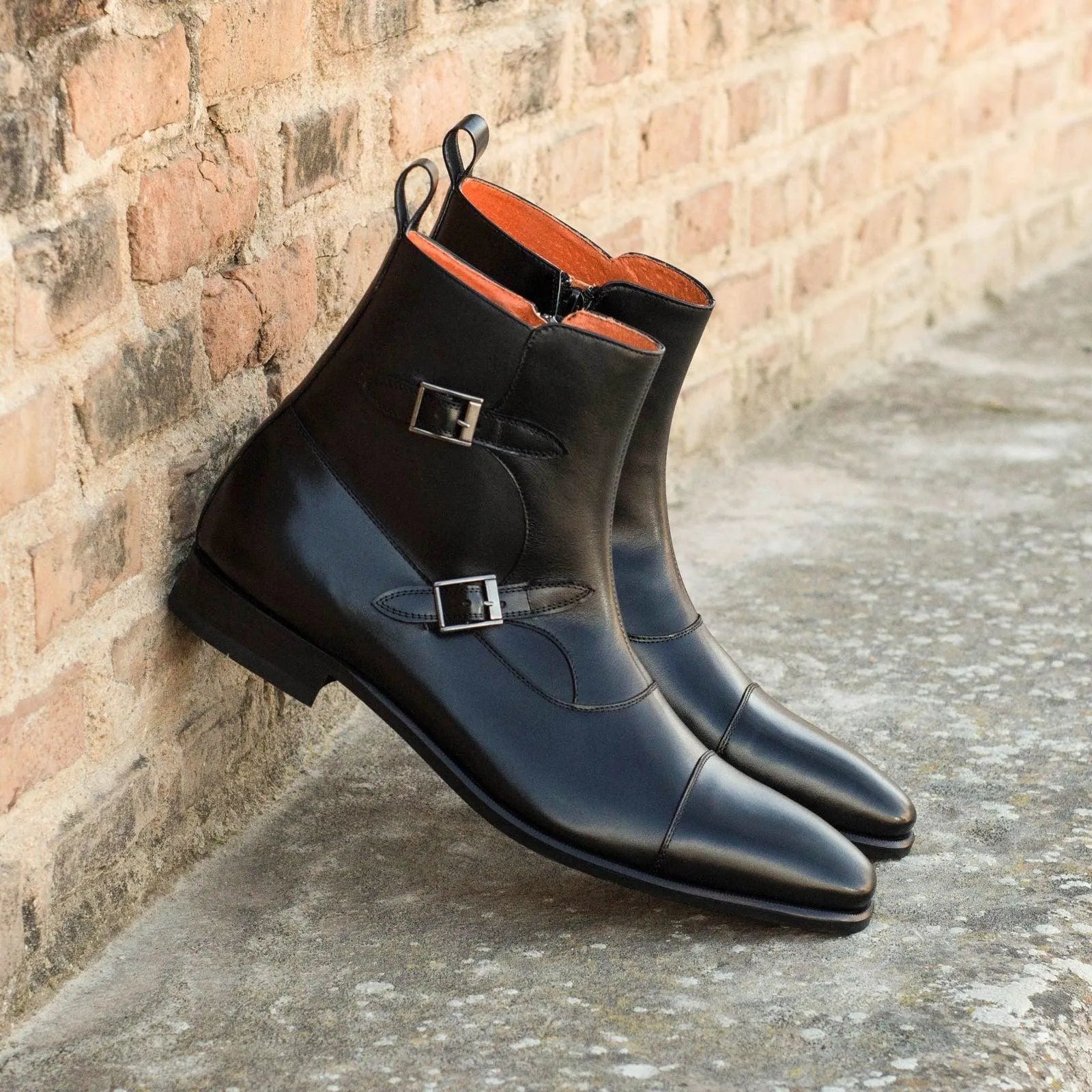Black leather double monk strap T90 Octavian boots