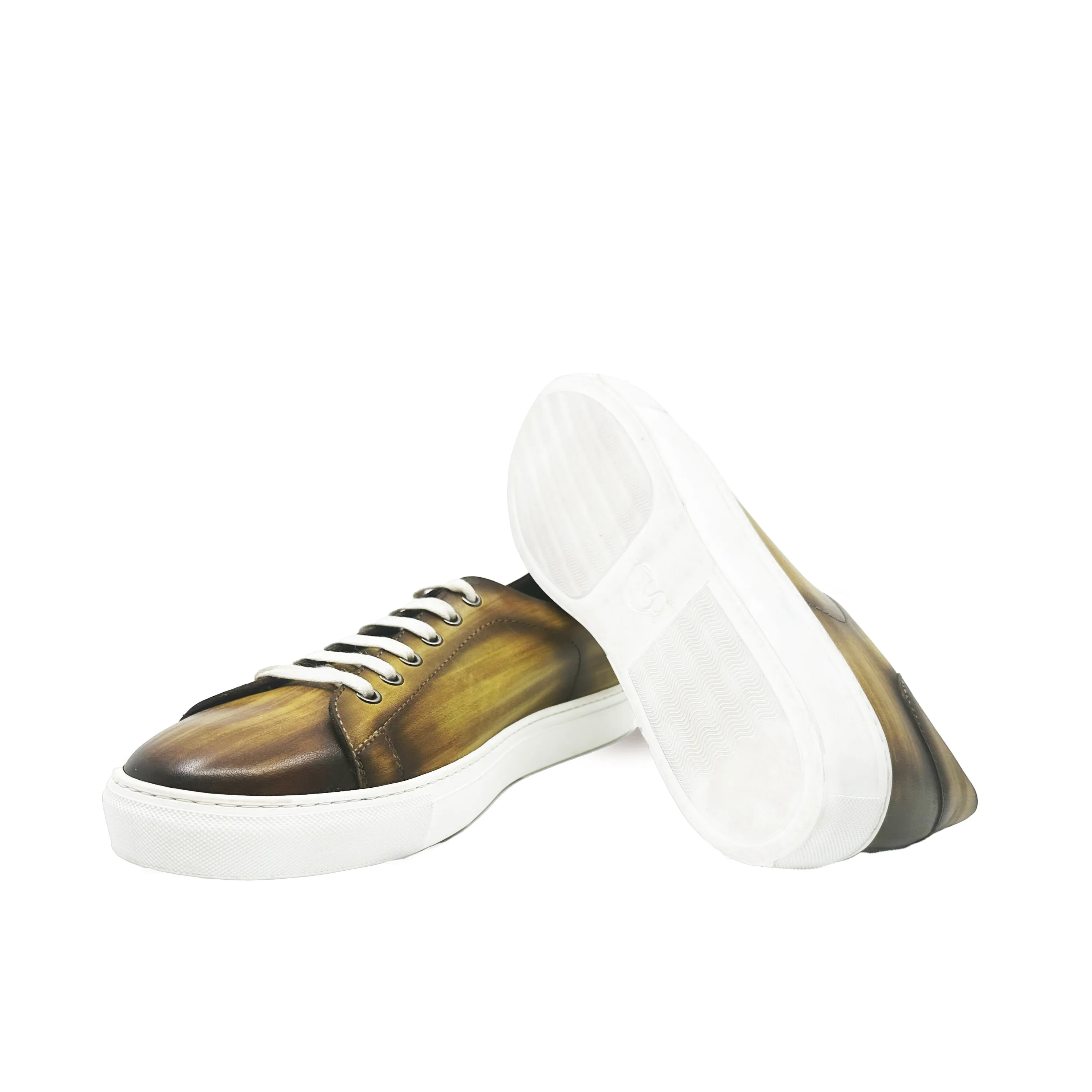 Tanner Patina Trainer sneaker with leather upper and white cupsole soles
