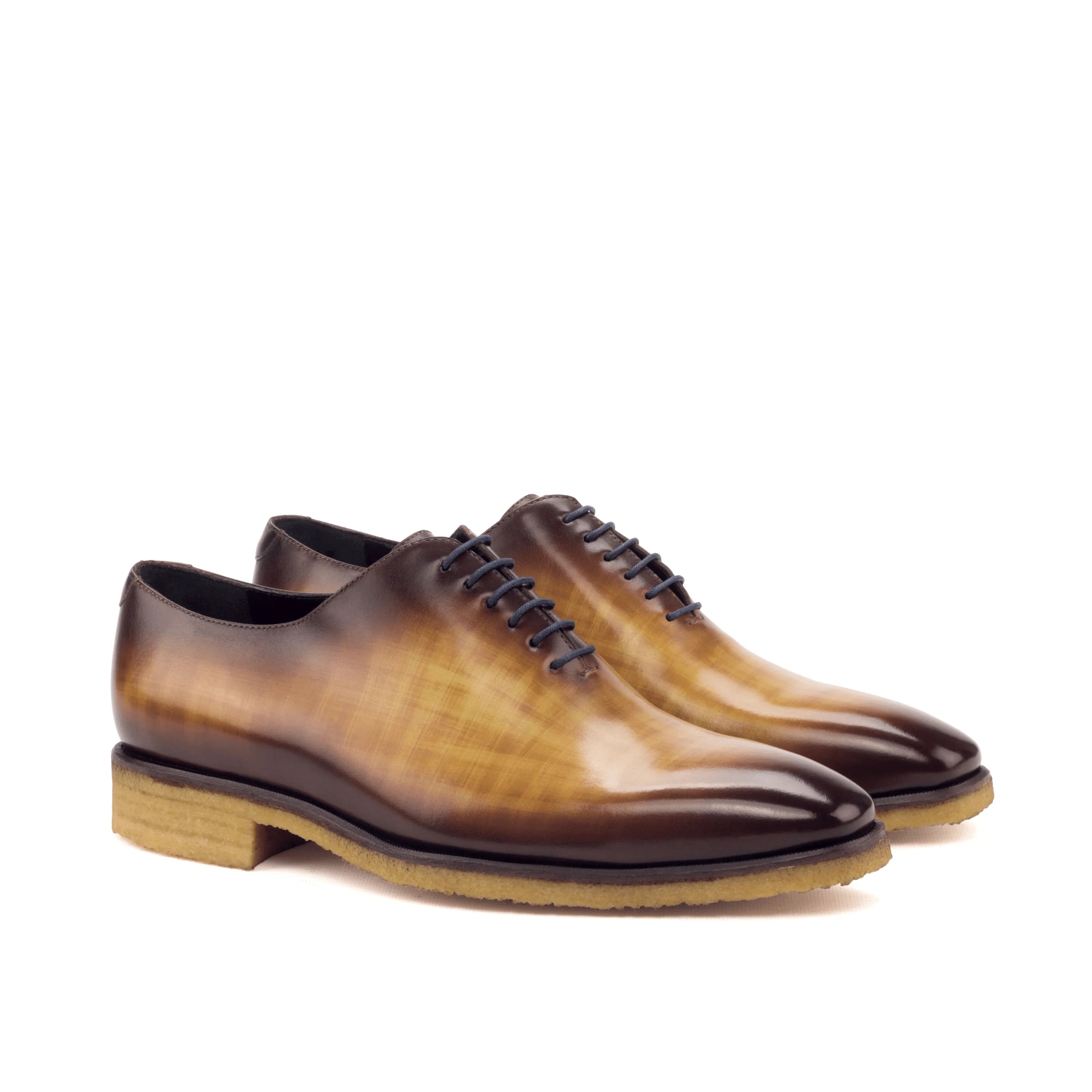 Tesla wholecut patina II brown leather dress shoes