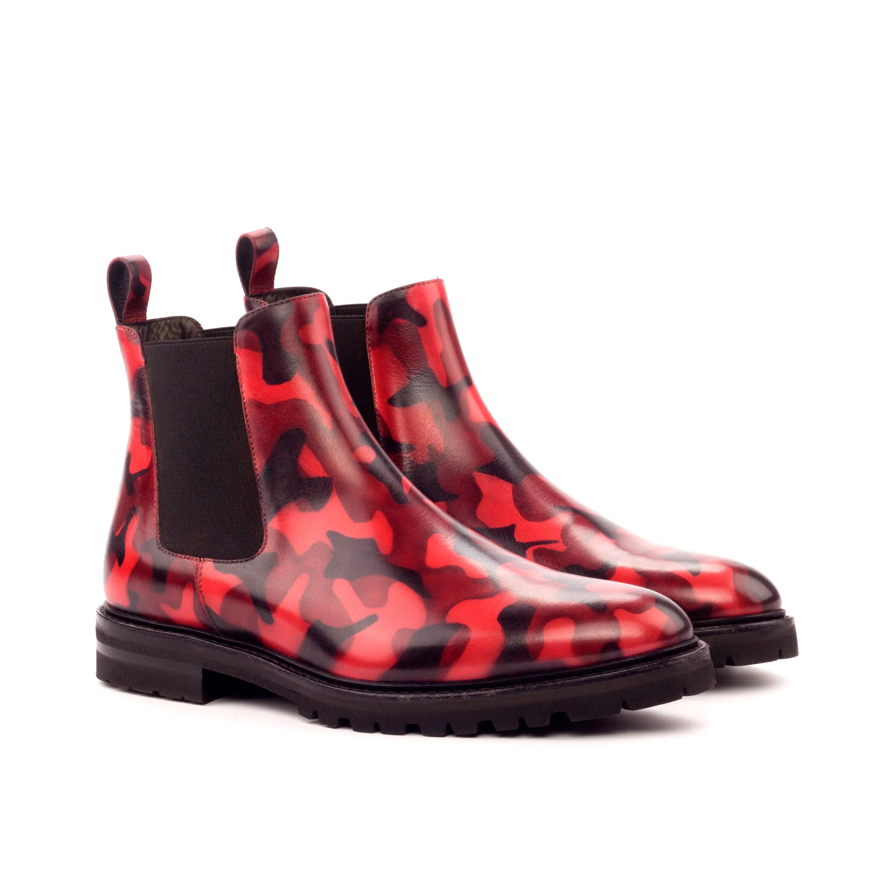 Red and black camouflage Theodora Chelsea Boots II
