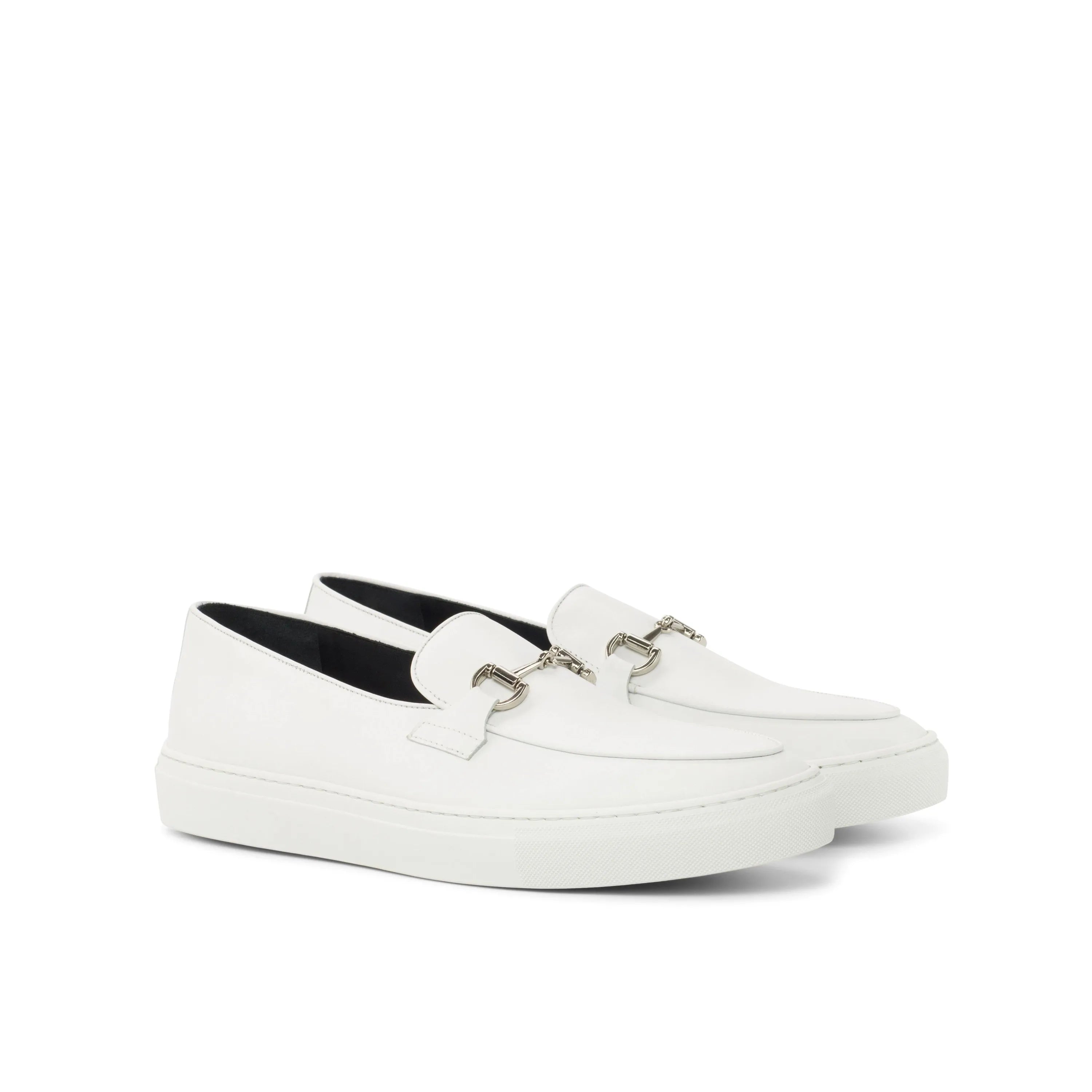 Tony Belgian sneaker in white leather loafer style