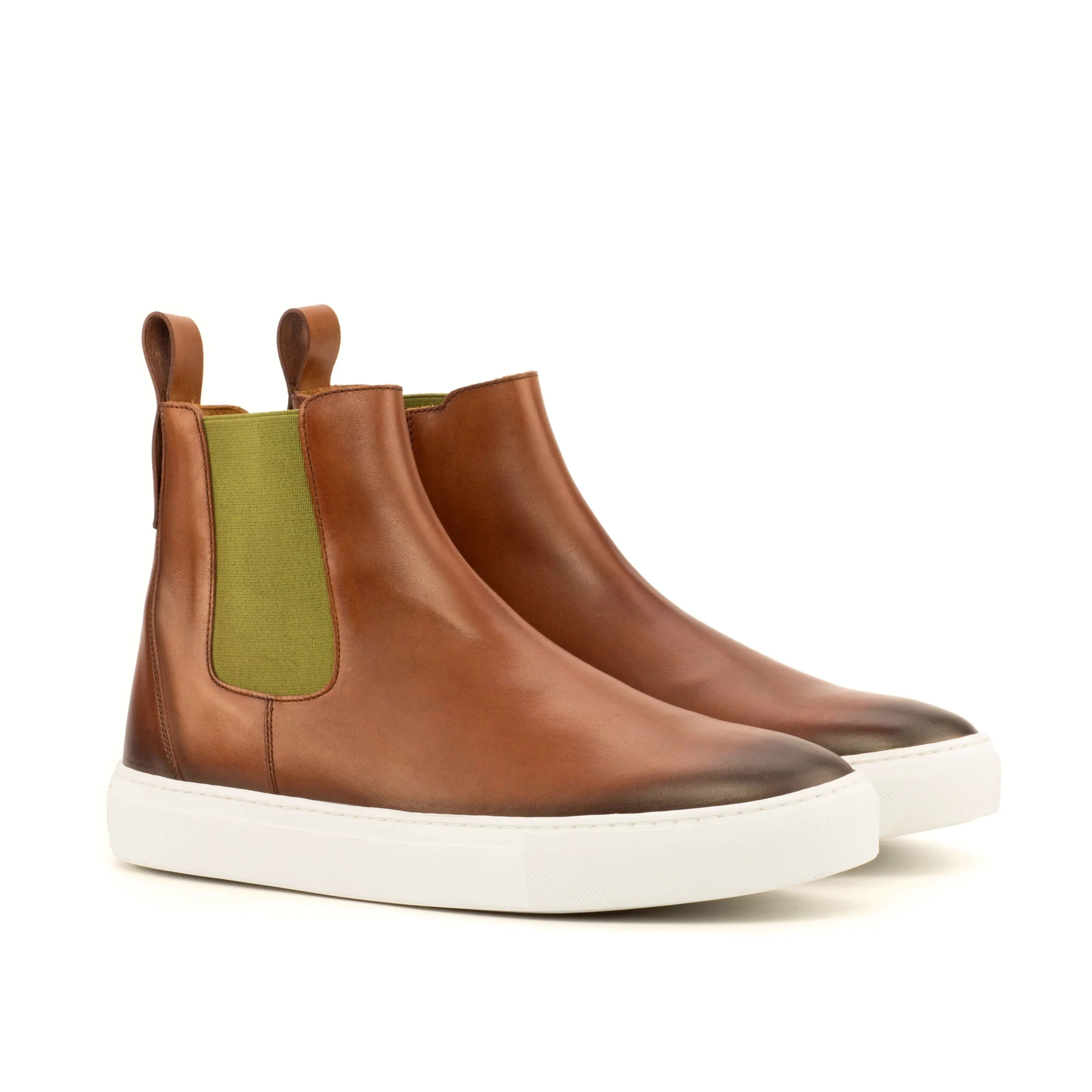 TR99 Chelsea sneaker boots in brown leather with white soles