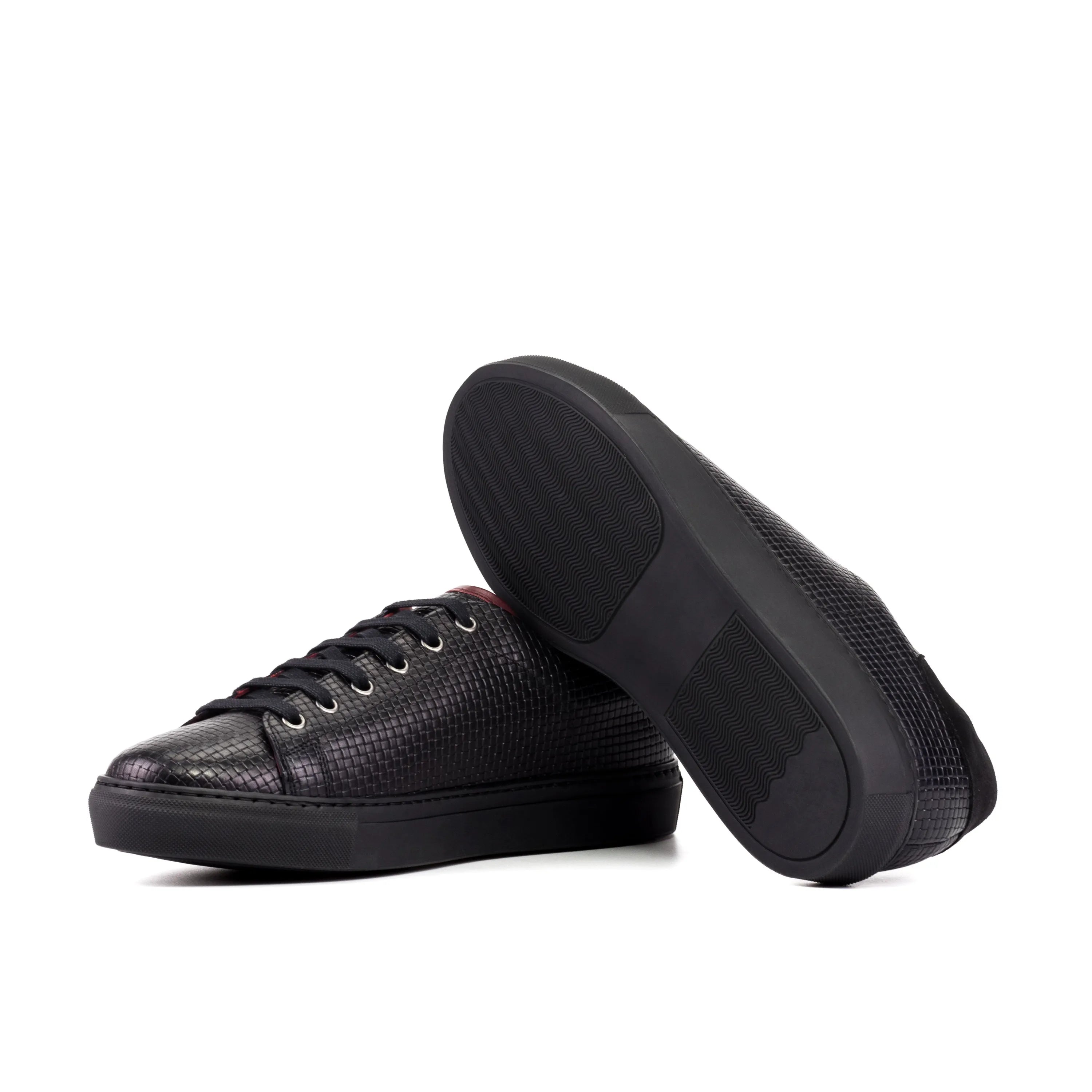 Black textured calf leather Twilight Trainer Sneaker cupsole trainer