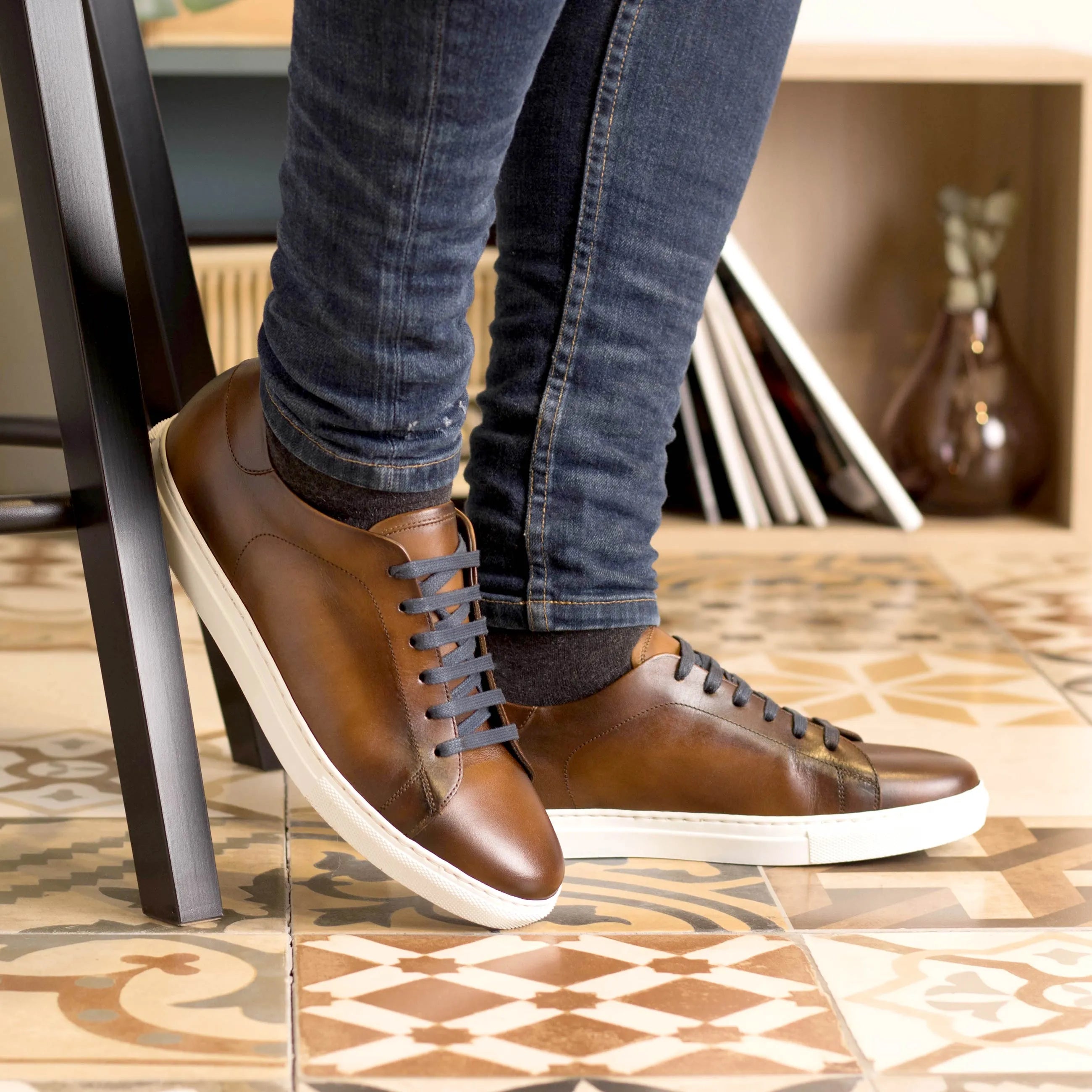 Brown Ugo Trainer Sneaker with cupsole trainer design