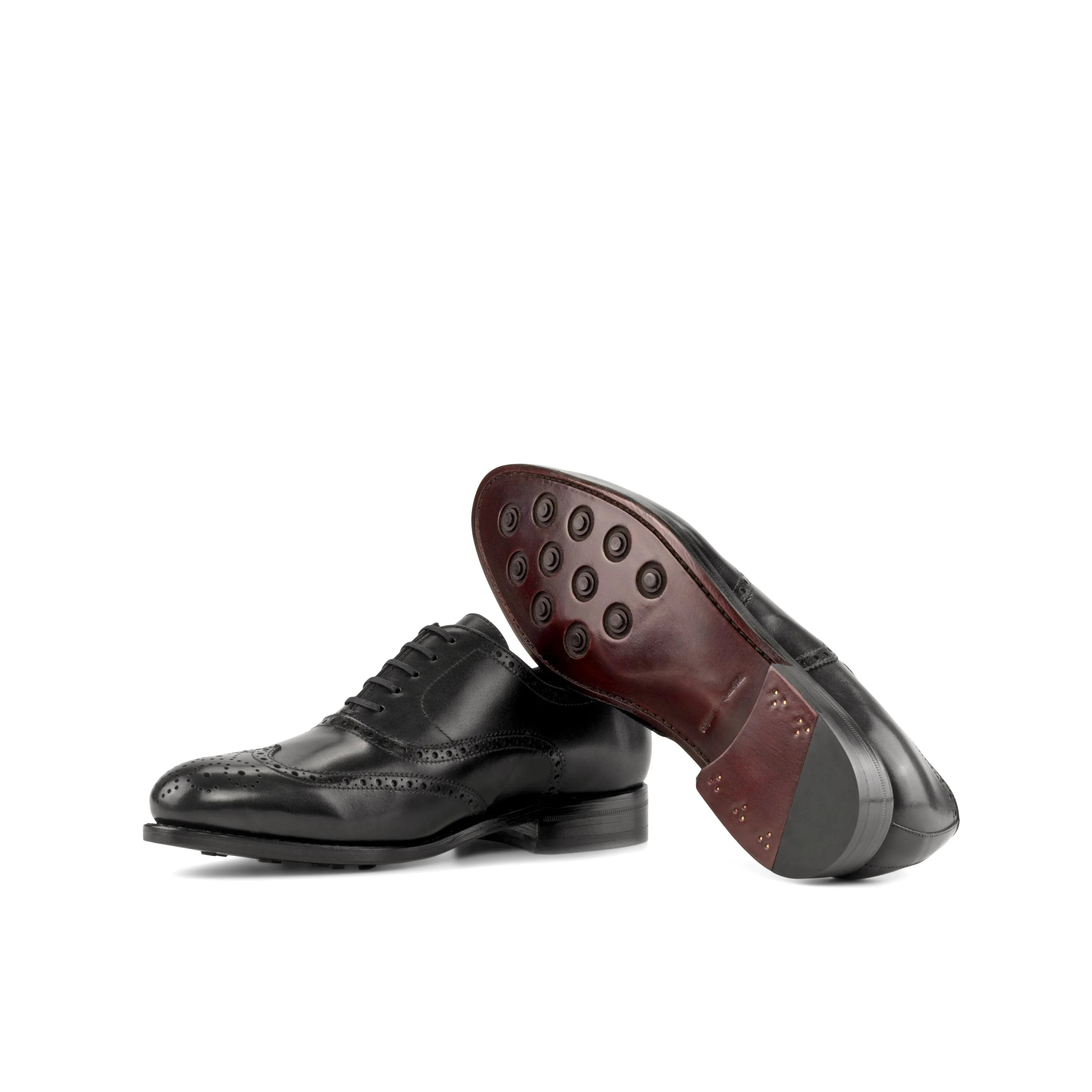Black leather Umberto full brogue dress shoes in fast lane style