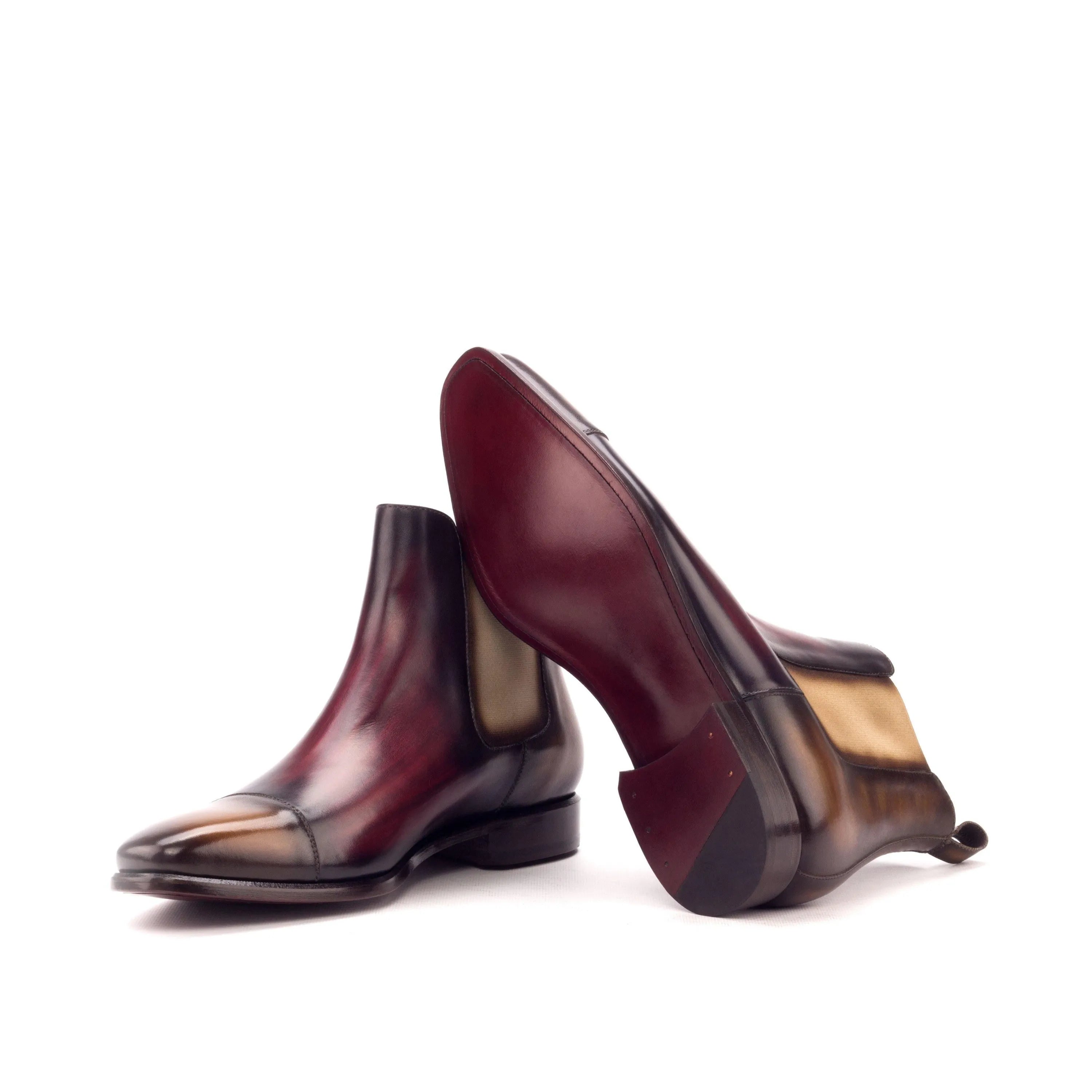 Utah Patina Chelsea crust patina burgundy leather boots back view