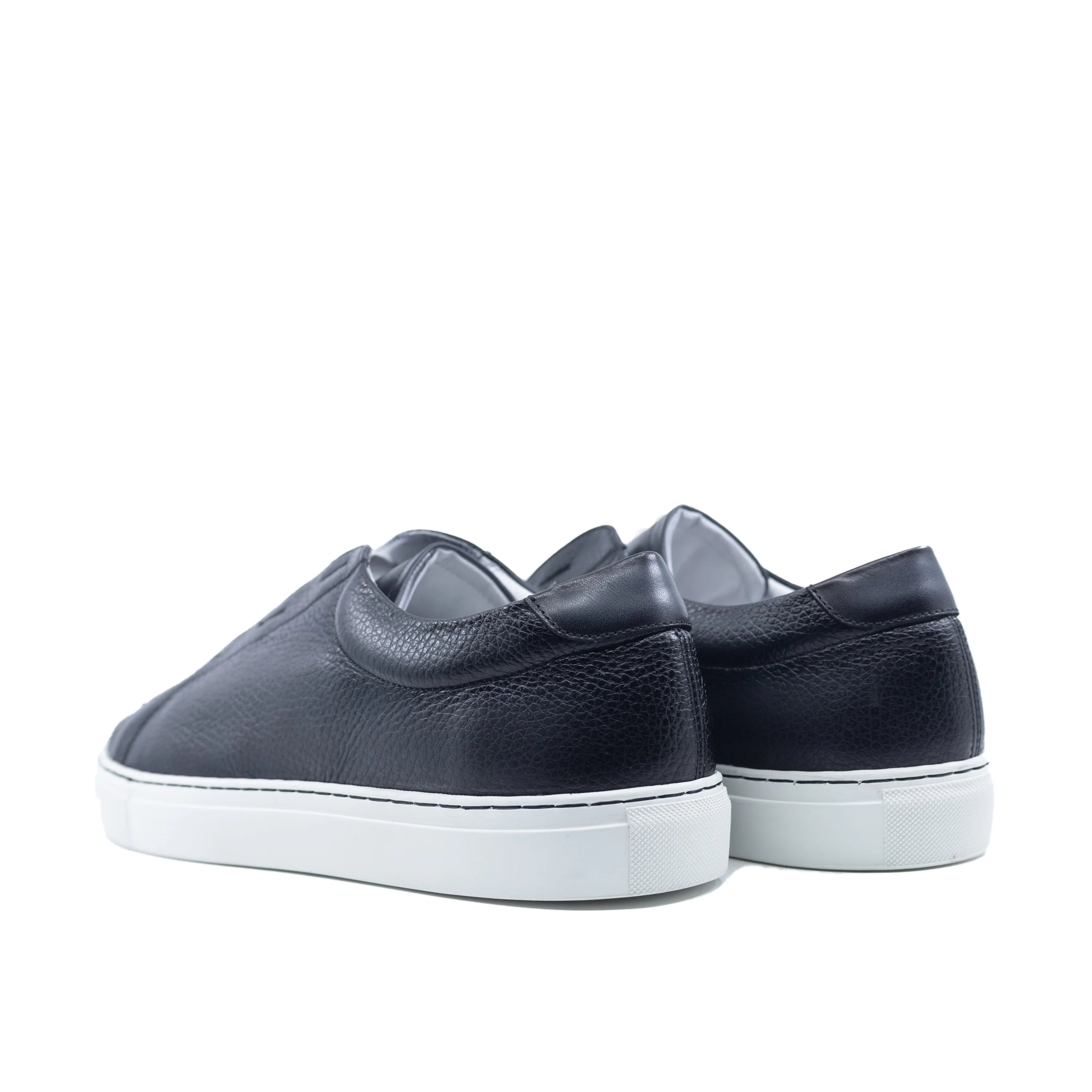 V79 laceless sneaker II in black leather with white cupsole trainer soles