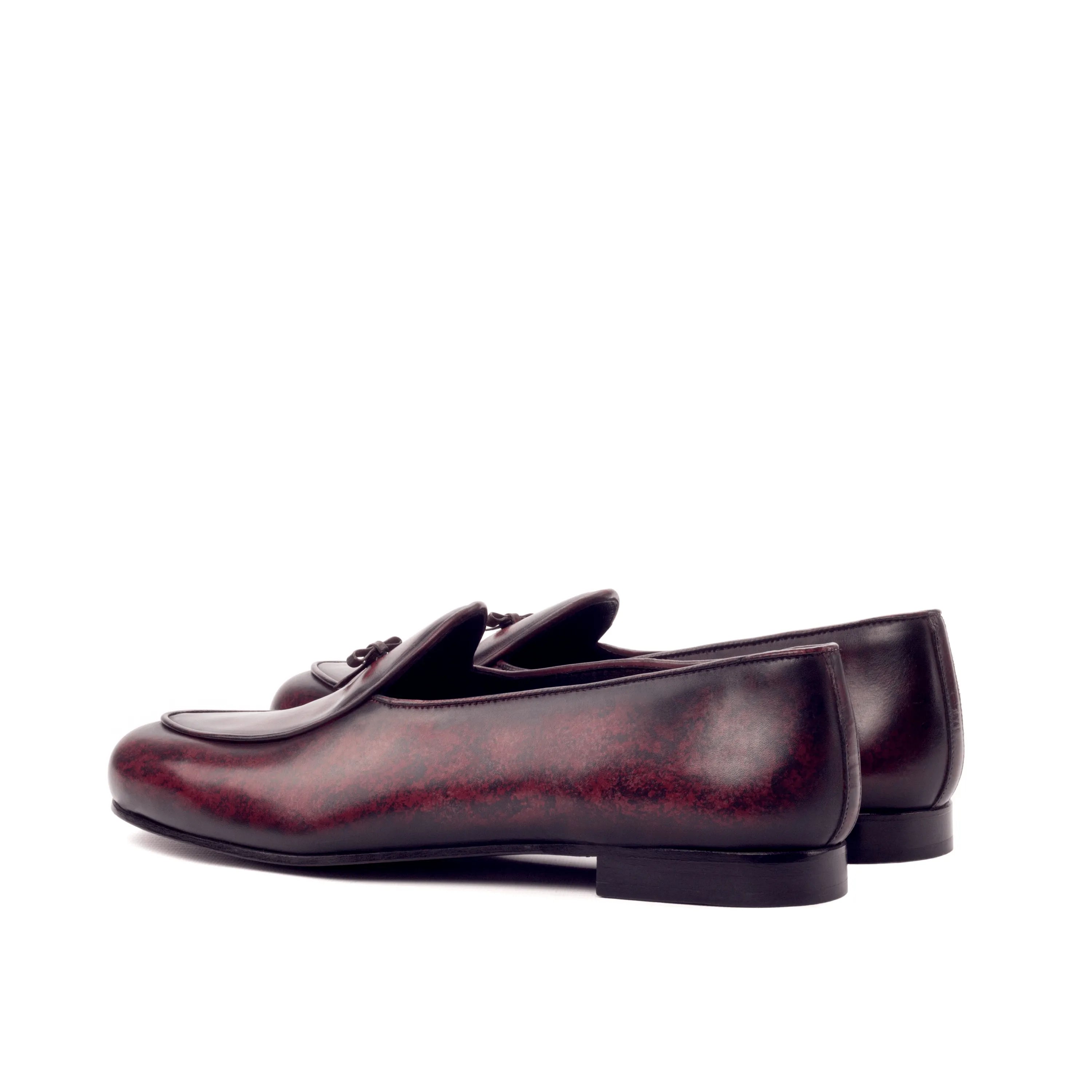 Vegas Patina Belgian slipper with burgundy leather tassel loafers