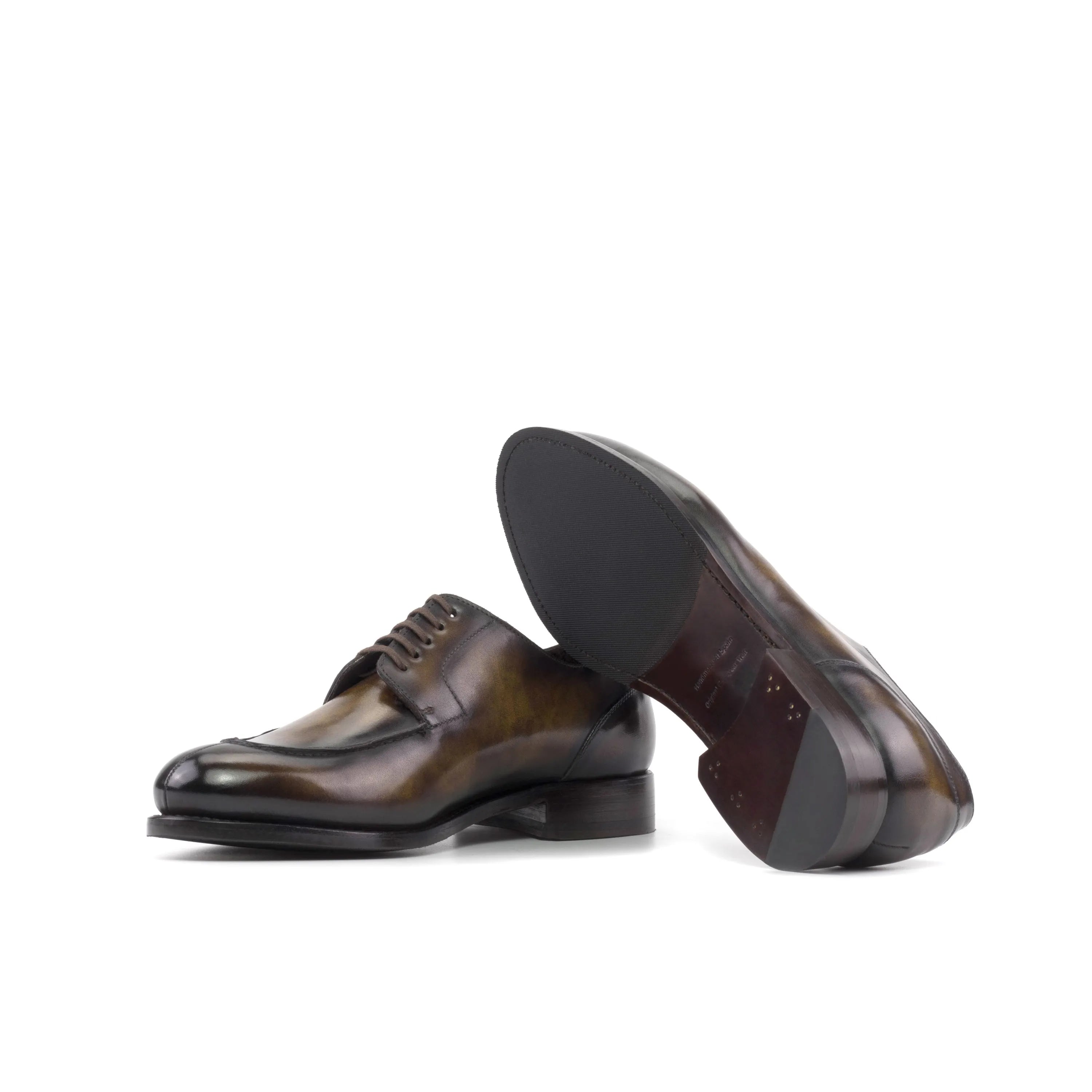 Vincenzo Patina Derby Split Toe brown leather dress shoes