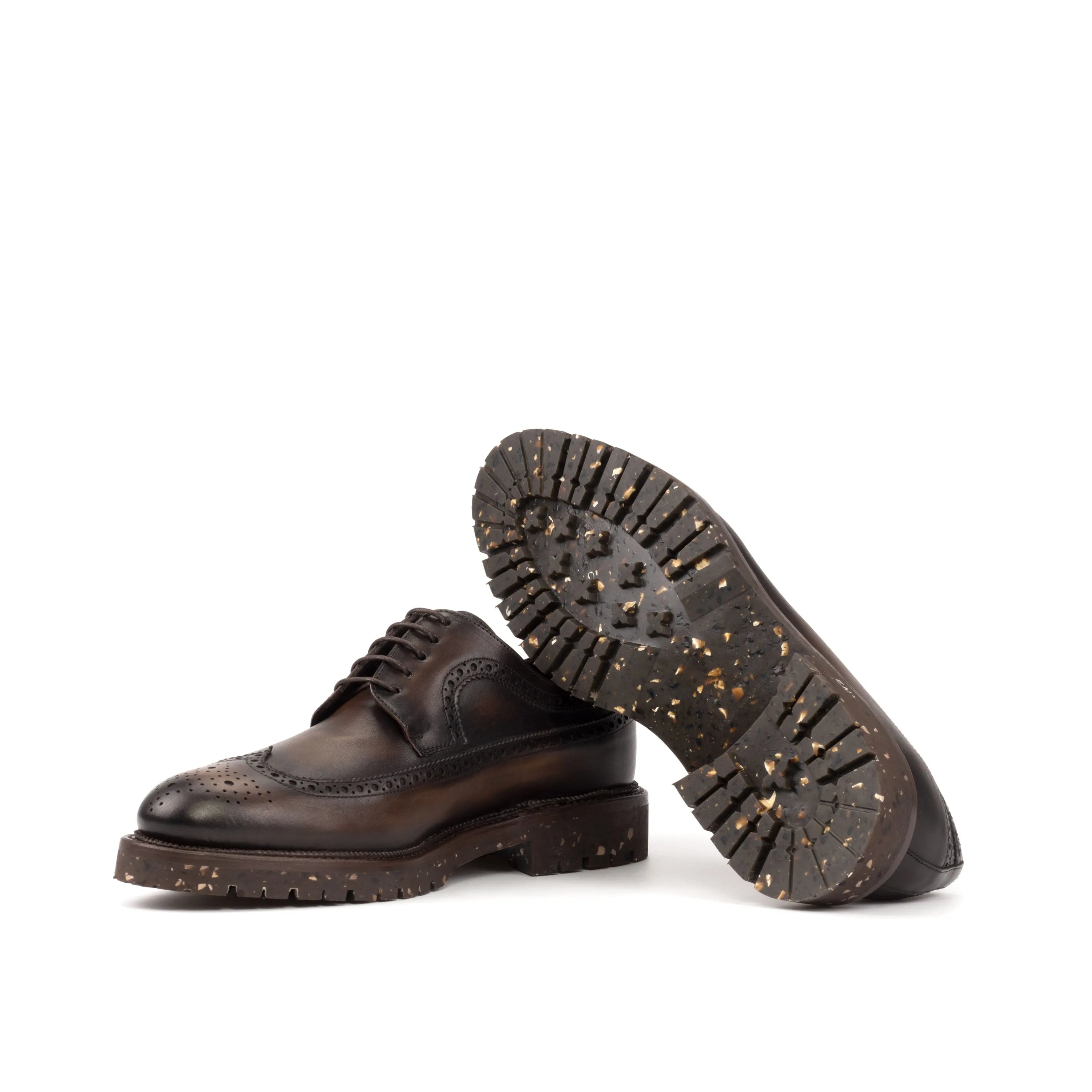 Vos Longwing Blucher II brown leather brogue shoes