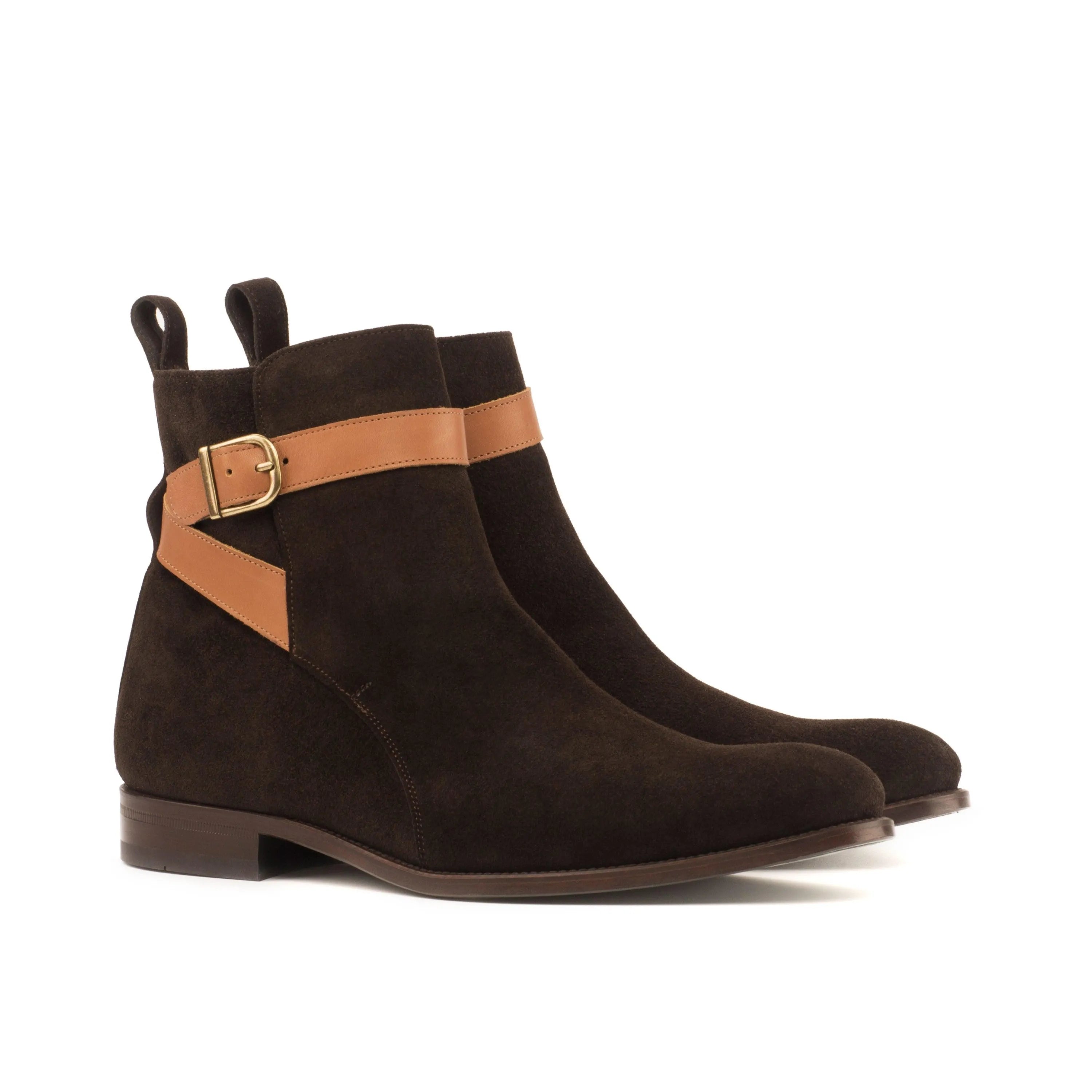 Wapasha Jodhpur Boots II brown suede ankle boots with tan strap