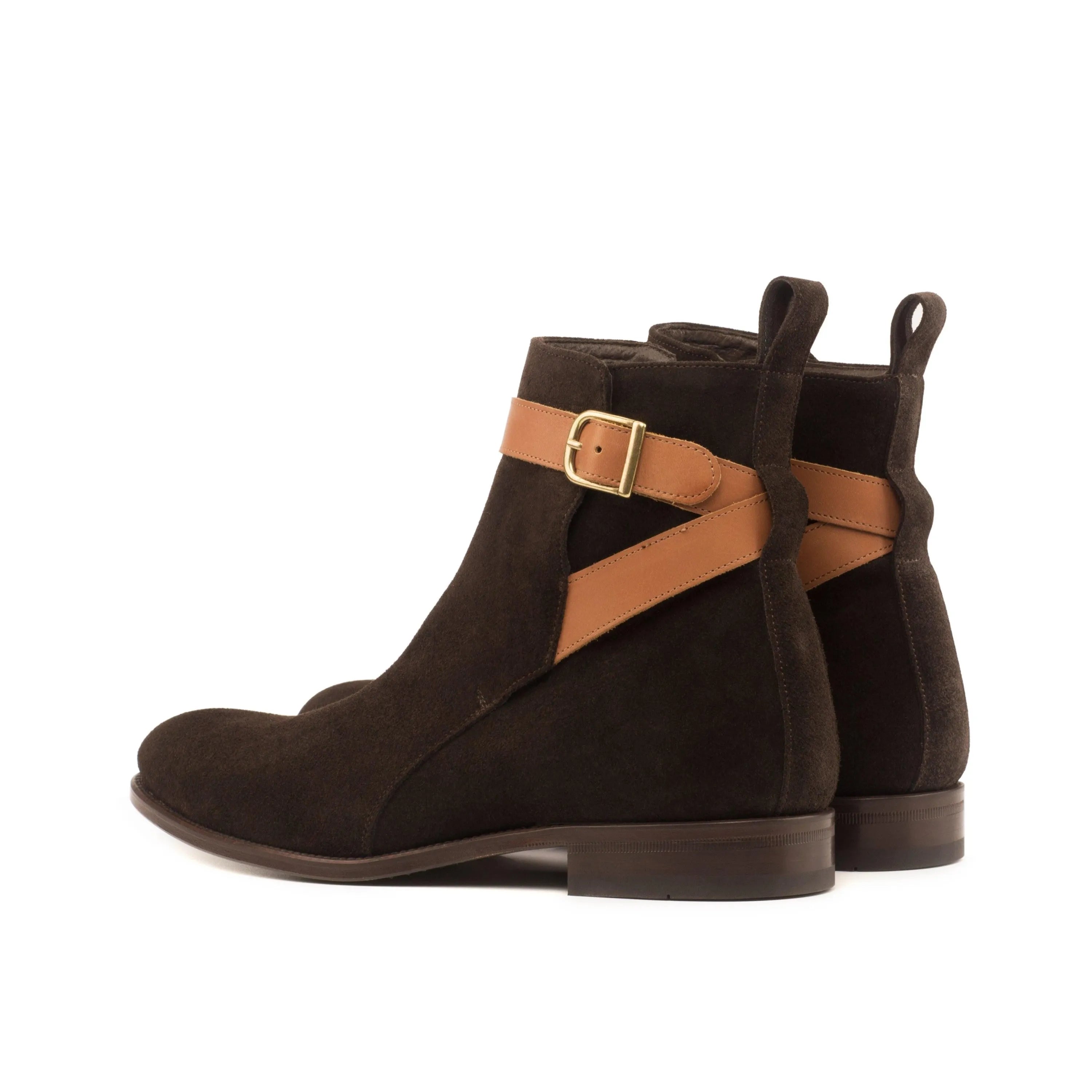 Wapasha Jodhpur Boots II in brown suede with tan leather strap