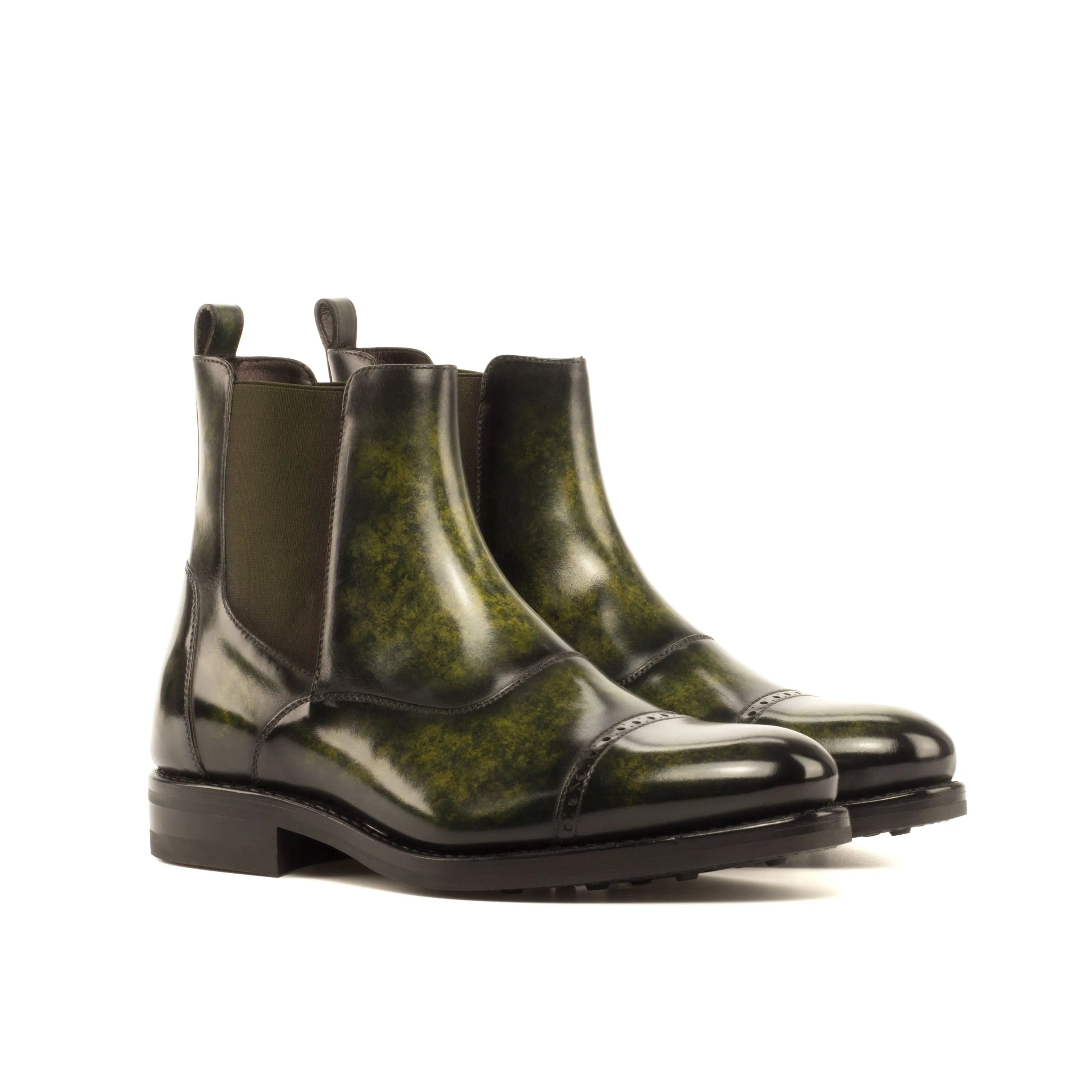 Wardon Patina Chelsea boots in green leather